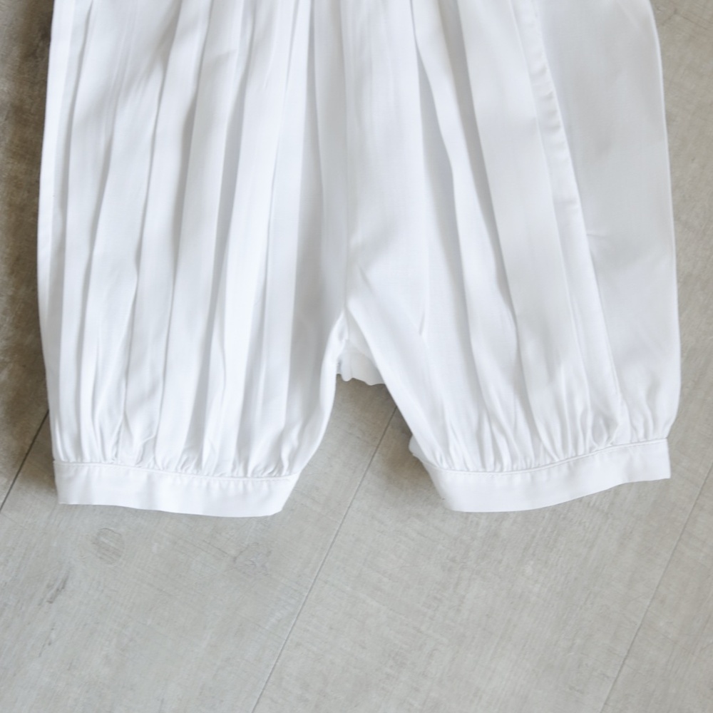 White Smocked Heirloom Romper Boys ShortAll Feltman Brothers Traditional NWT - Picture 3 of 6